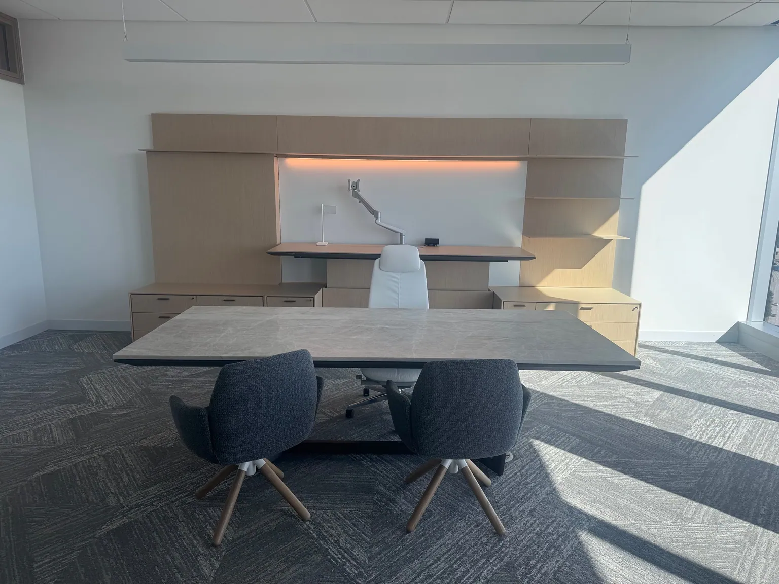 Executive desk installation